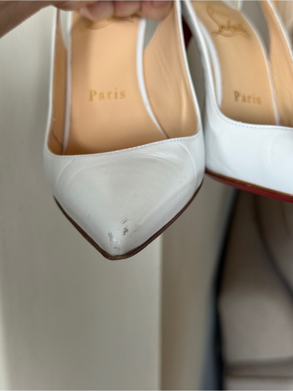 Christian Louboutin White Pointed-Toe Ankle-Strap Stiletto Pumps in Mascara 36.5 - Picture 5 of 16